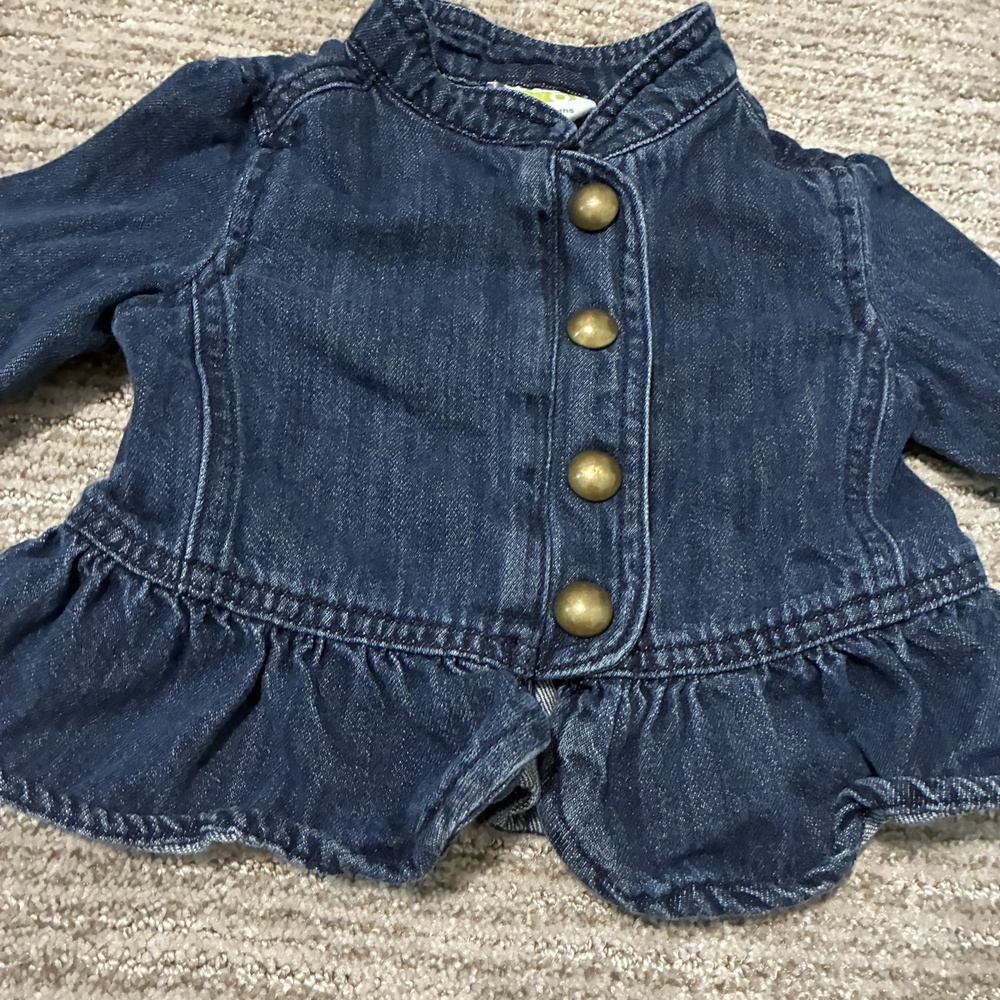Crazy 8 Denim Ruffle Jacket Girls 12-18M Medium Wash Button